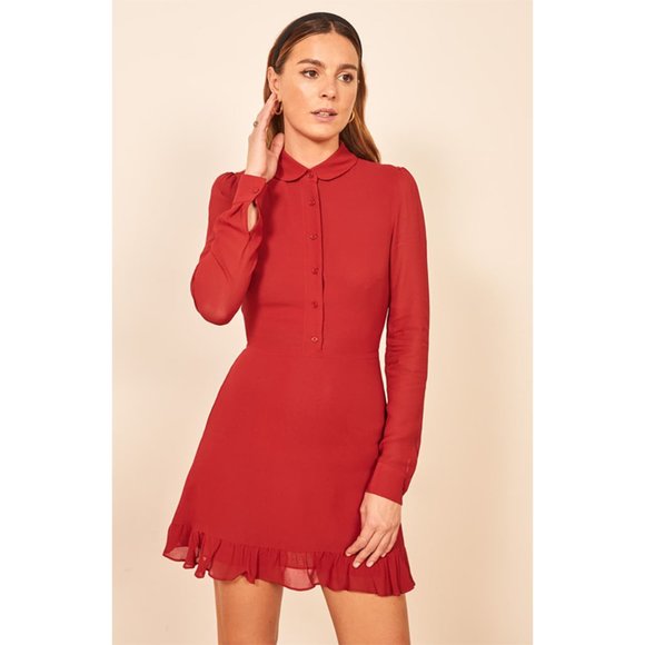 Reformation Dresses & Skirts - NEW Reformation Lady Ruffle Hem Long Sleeve Dress